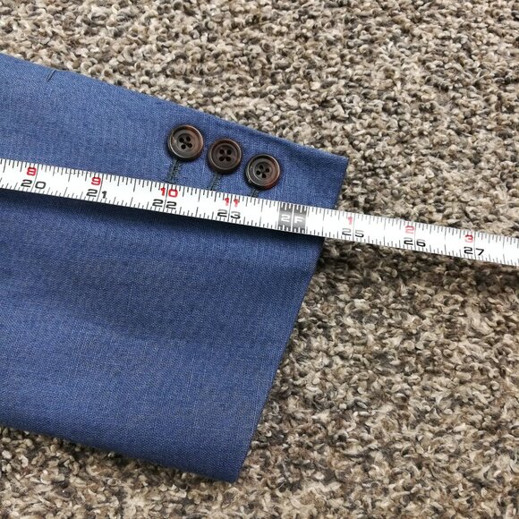 Bespoke Paul Stuart Sport Coat Blazer Linen Peak Lapel Blue 38R USA Made - Picture 9 of 11